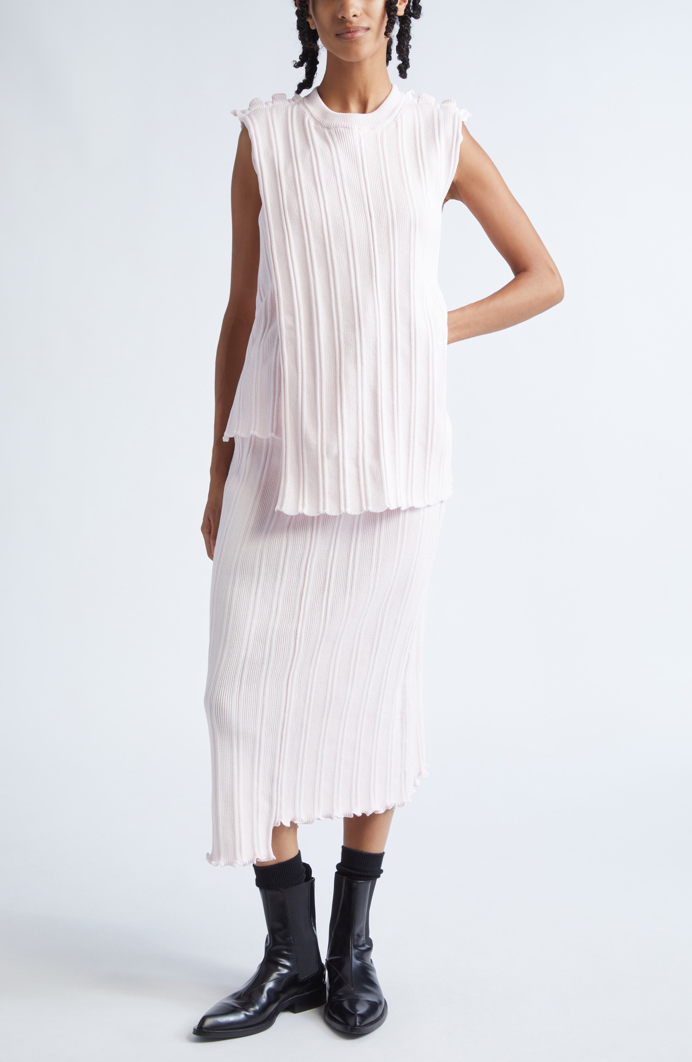 Asymmetric Cotton Rib Wrap Sweater Vest - image 2
