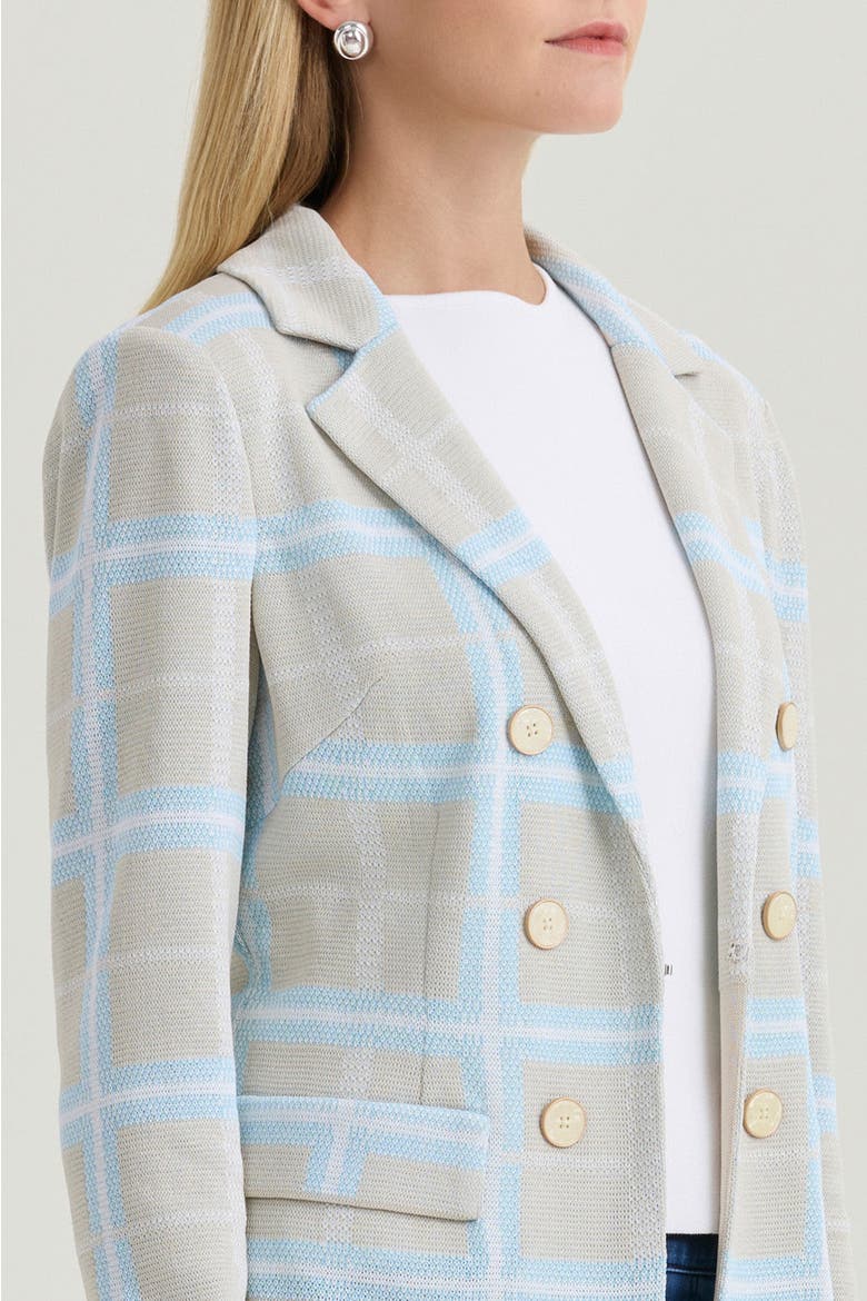 Heritage Plaid Knit Blazer, Alternate, color, Limestone/Serene/White