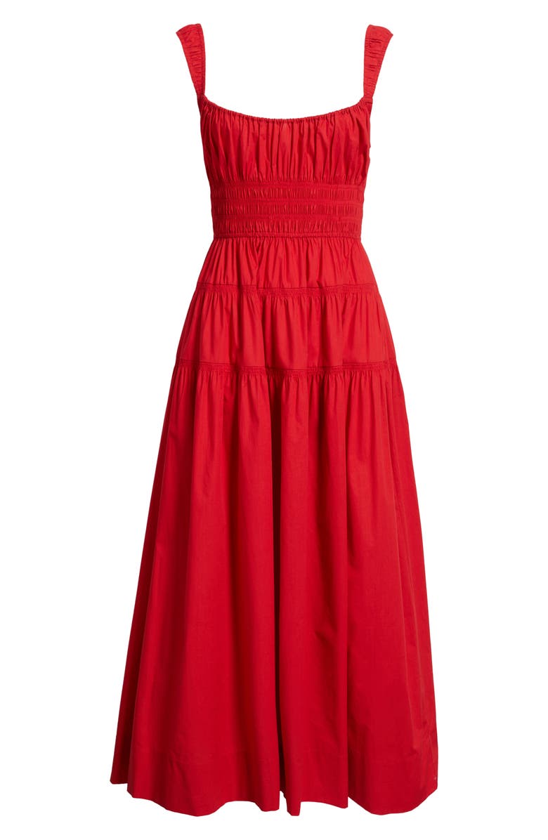 DÔEN Clover Organic Cotton Poplin Tiered Sundress, Alternate, color, Deep Tomato