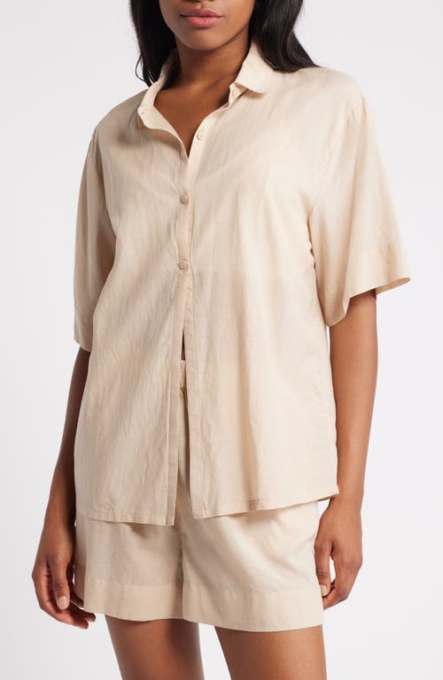 Open Edit Vacation Short Pajamas In Tan Oxford
