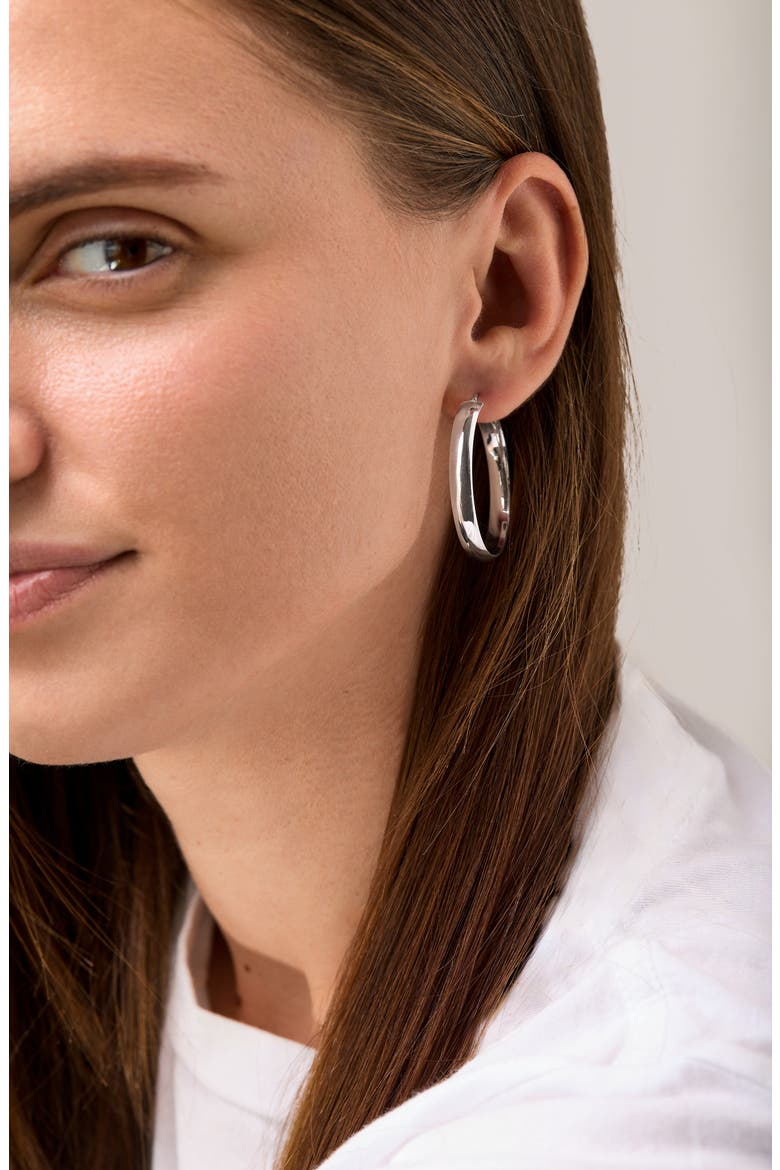 14K Gold Hoop Earrings, Alternate, color, 14K WHITE GOLD