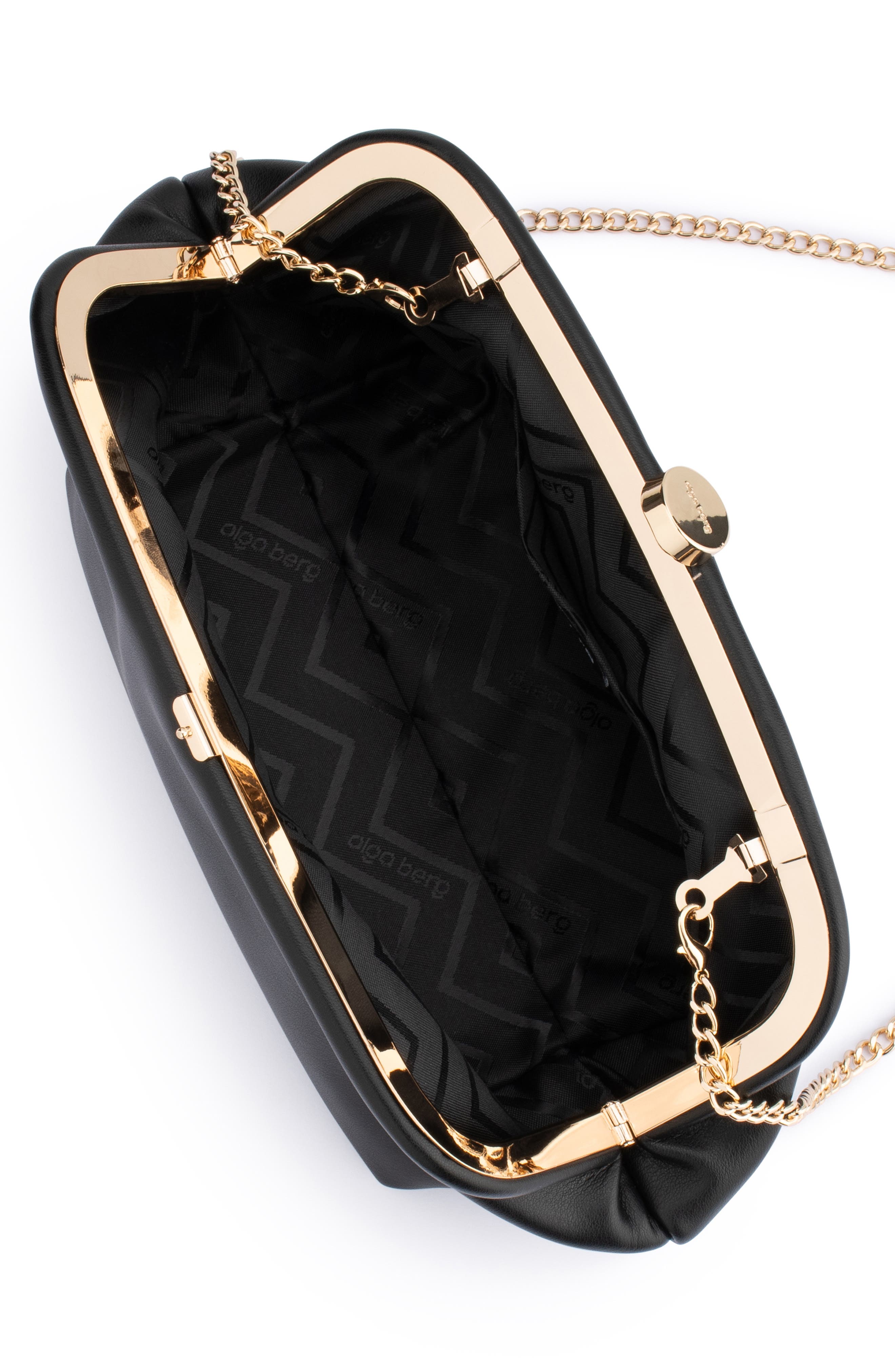 Josefina Framed Faux Leather Clutch, Alternate, color, BLACK