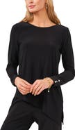 Chaus Button Sleeve Asymmetrical Top