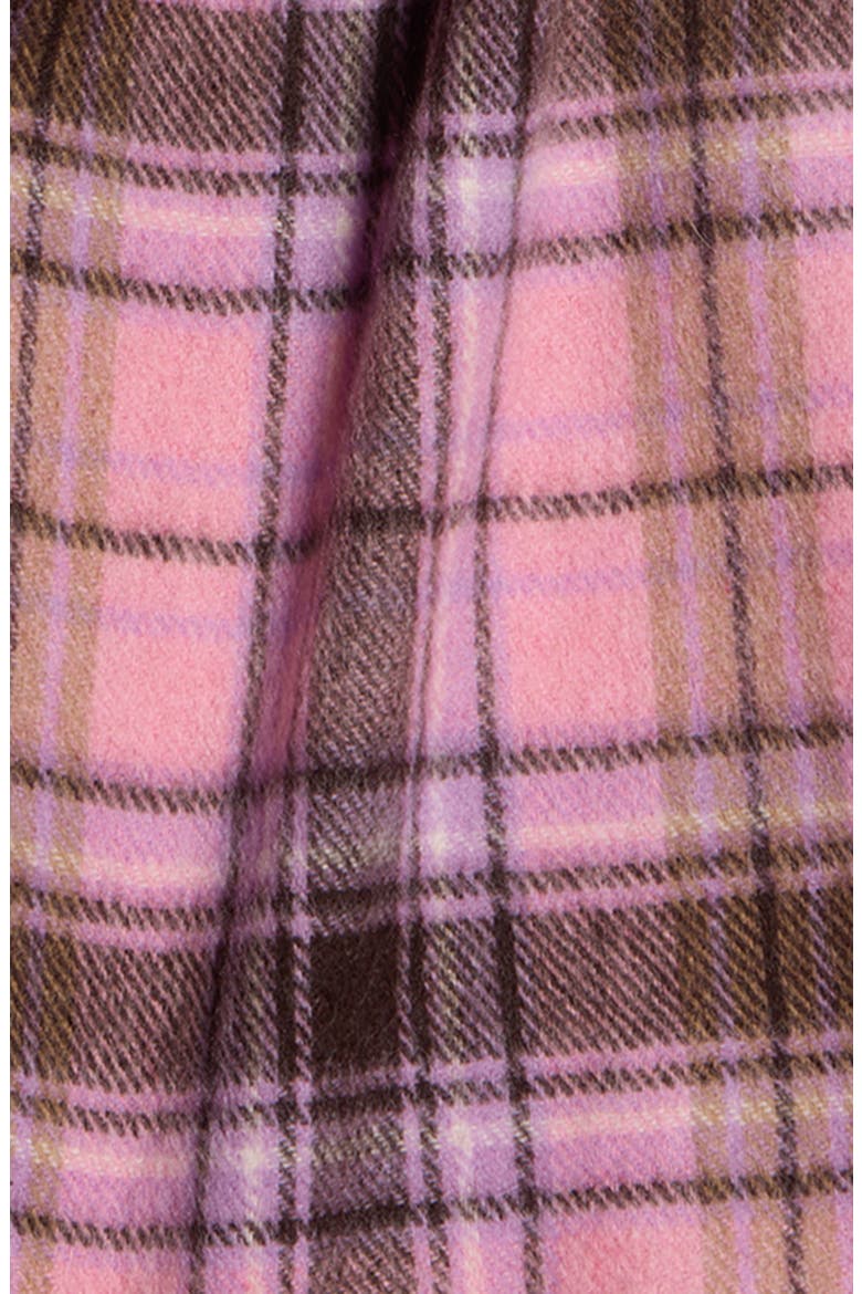 Canada Check Recycled Cashmere Blend Fringe Scarf, Alternate, color, PINK/ BLACK