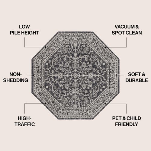 Jonathan Y Palazzo Vine And Border Textured Weave Octagon Indoor/outdoor Area Rug In Gray