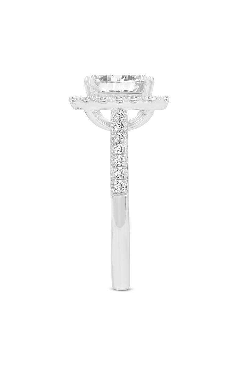 LuvMyJewelry Valora 14K White Gold Emerald Cut Lab Grown Diamond Halo Engagement Ring - 1.95 ctw, Alternate, color, 14K White Gold