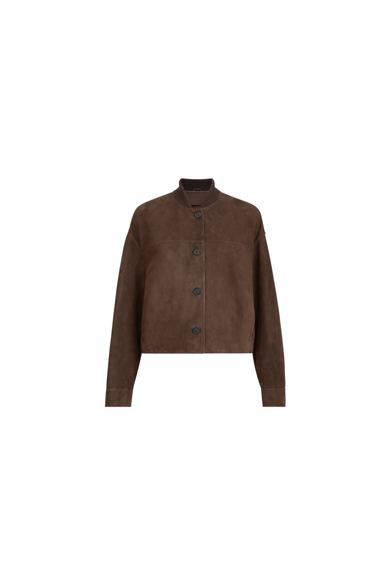 Couture suede outerwear jacket with monili, Alternate, color, Pine Cone Brown
