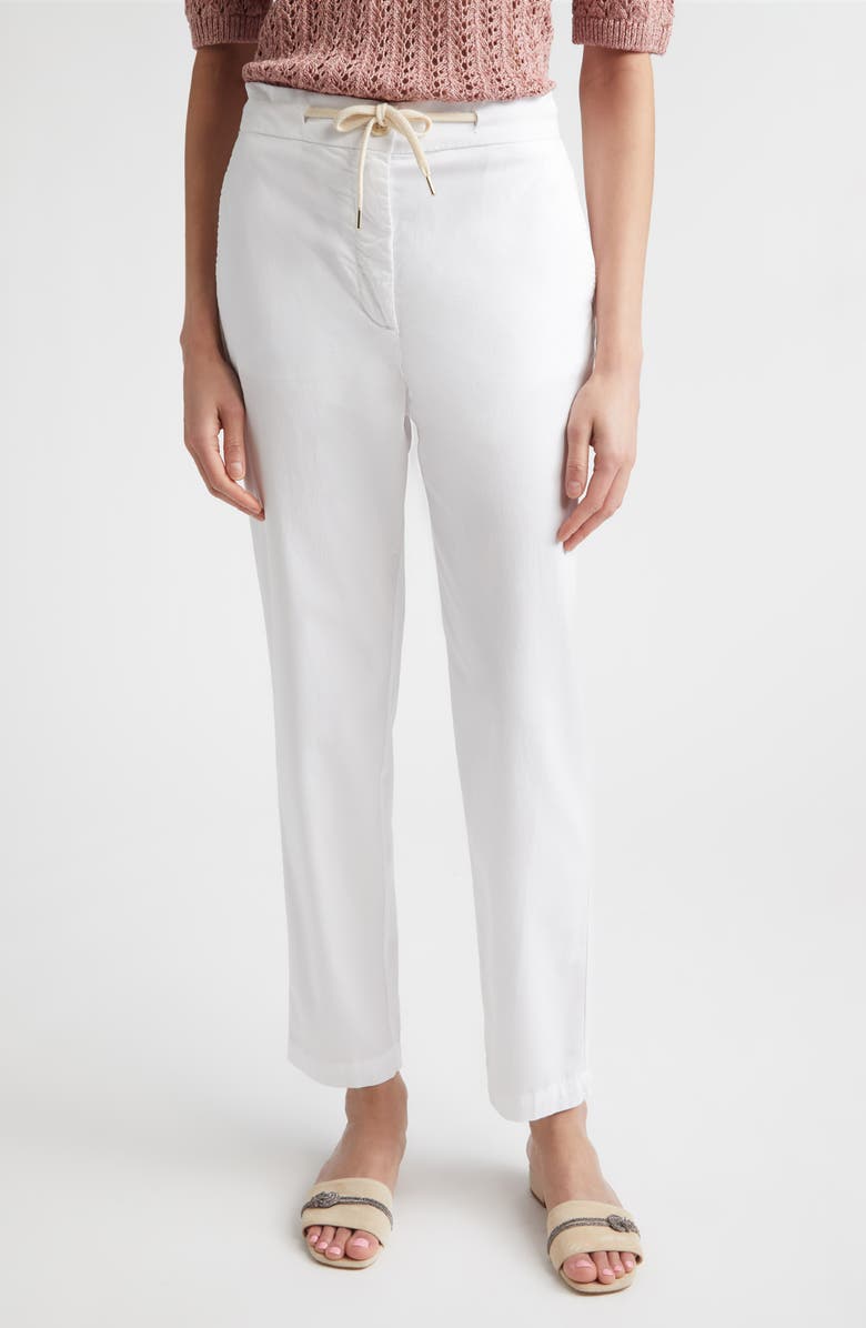 Eleventy Tapered Ankle Pants, Main, color, 01 White
