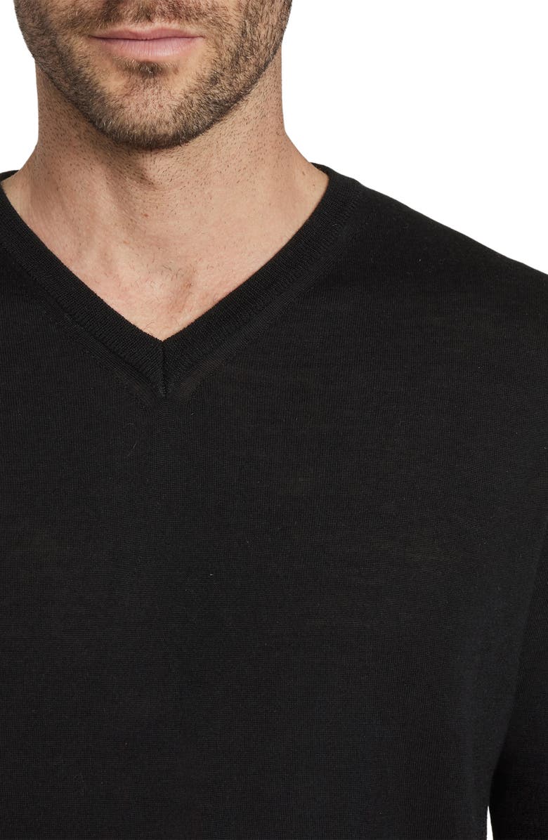 Jack Victor Ramezay Wool Blend V-Neck Sweater, Alternate, color, Black