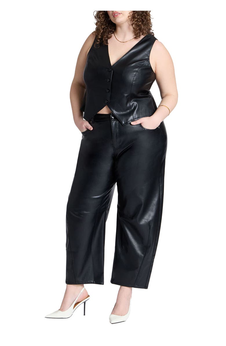 ELOQUII Faux Leather Barrel Leg Pant, Main, color, 