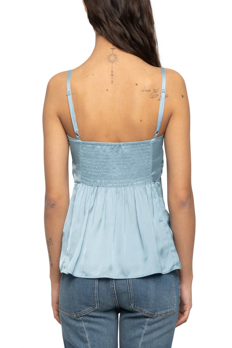 Cippie Pleated Satin Camisole, Alternate, color, SKY