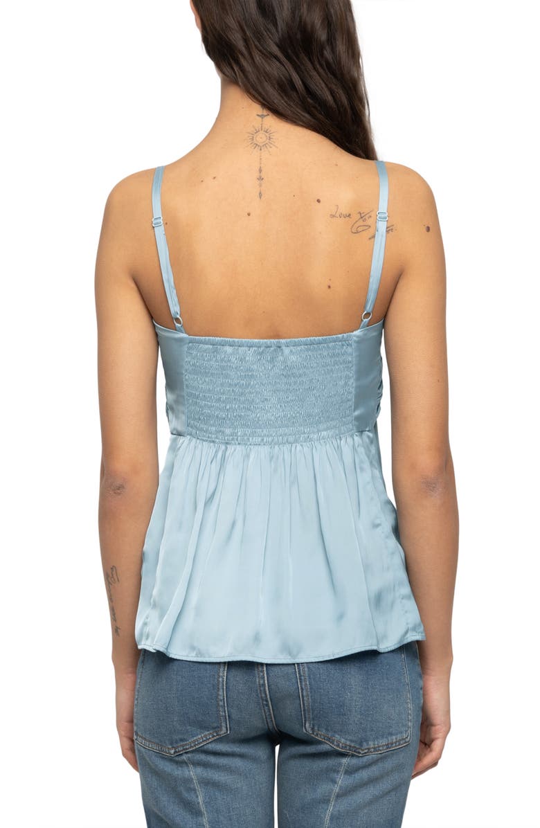 Zadig & Voltaire Cippie Pleated Satin Camisole, Alternate, color, Sky