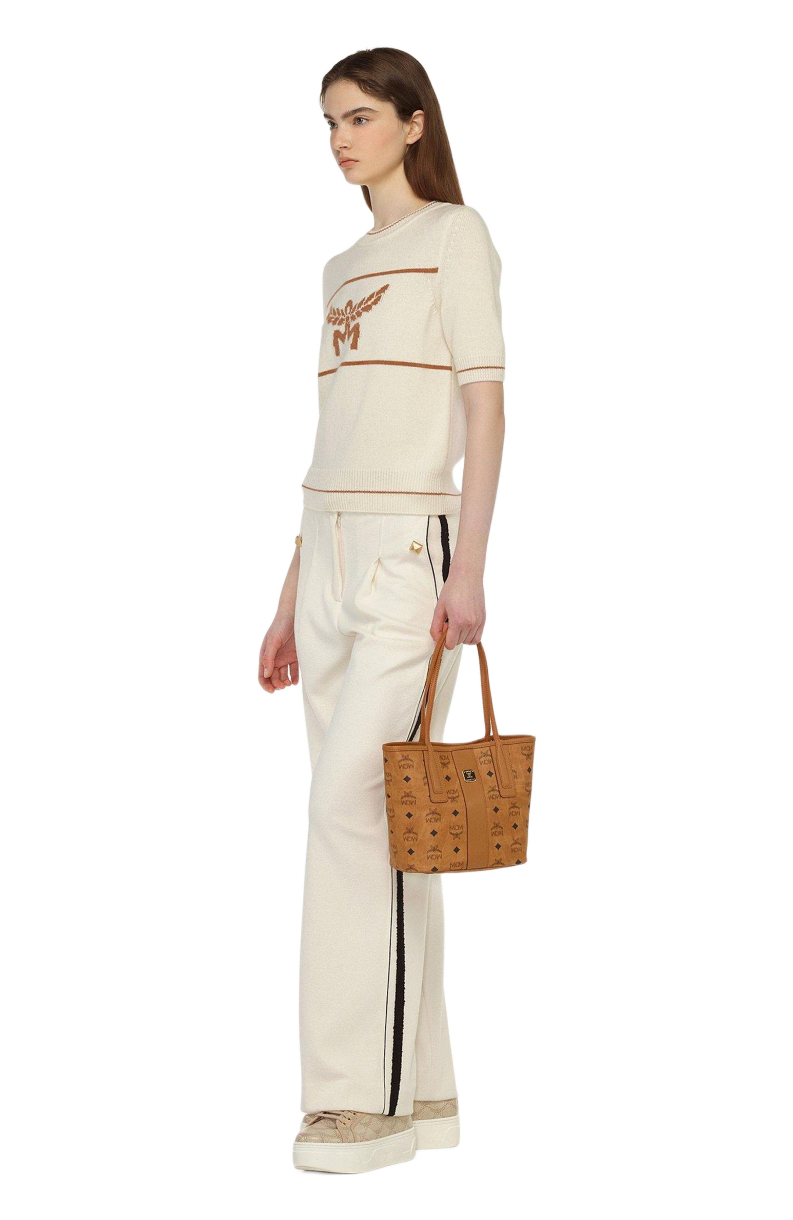 Mini Reversible Liz Shopper in Visetos, Alternate, color, Cognac