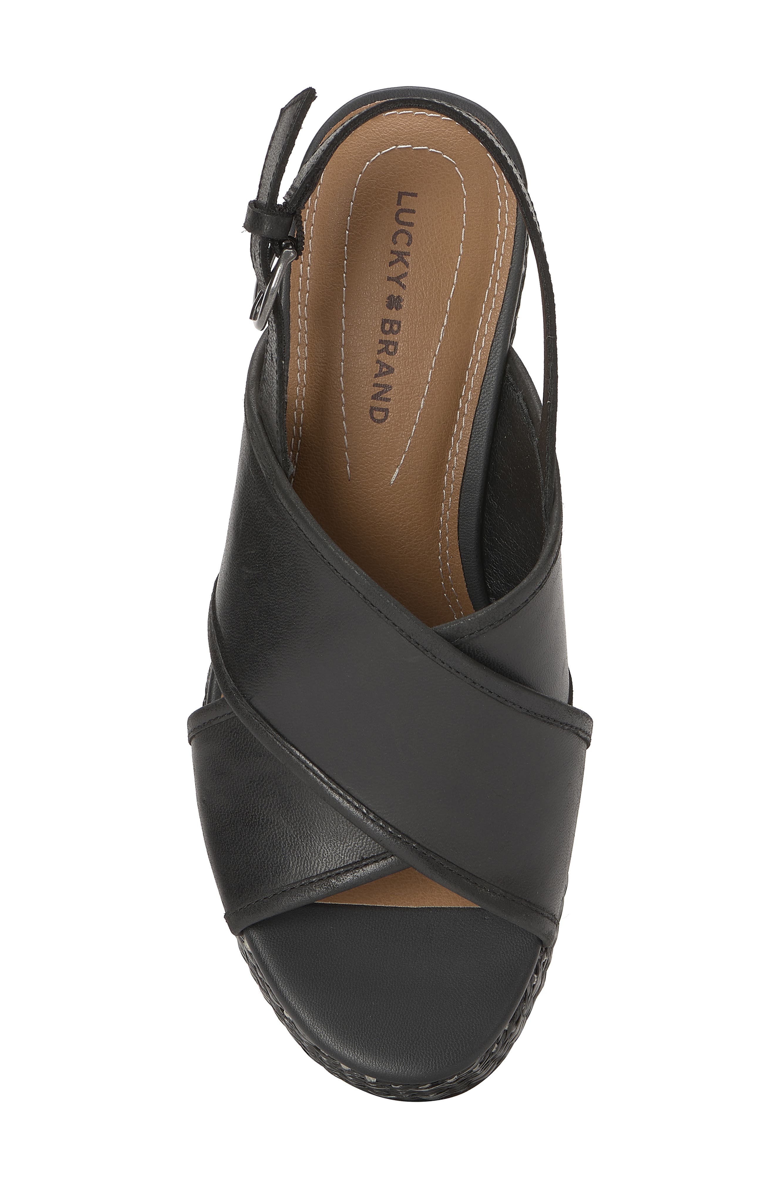 Lucky Brand Crissa Platform Wedge Espadrille Sandal, Alternate, color, Black