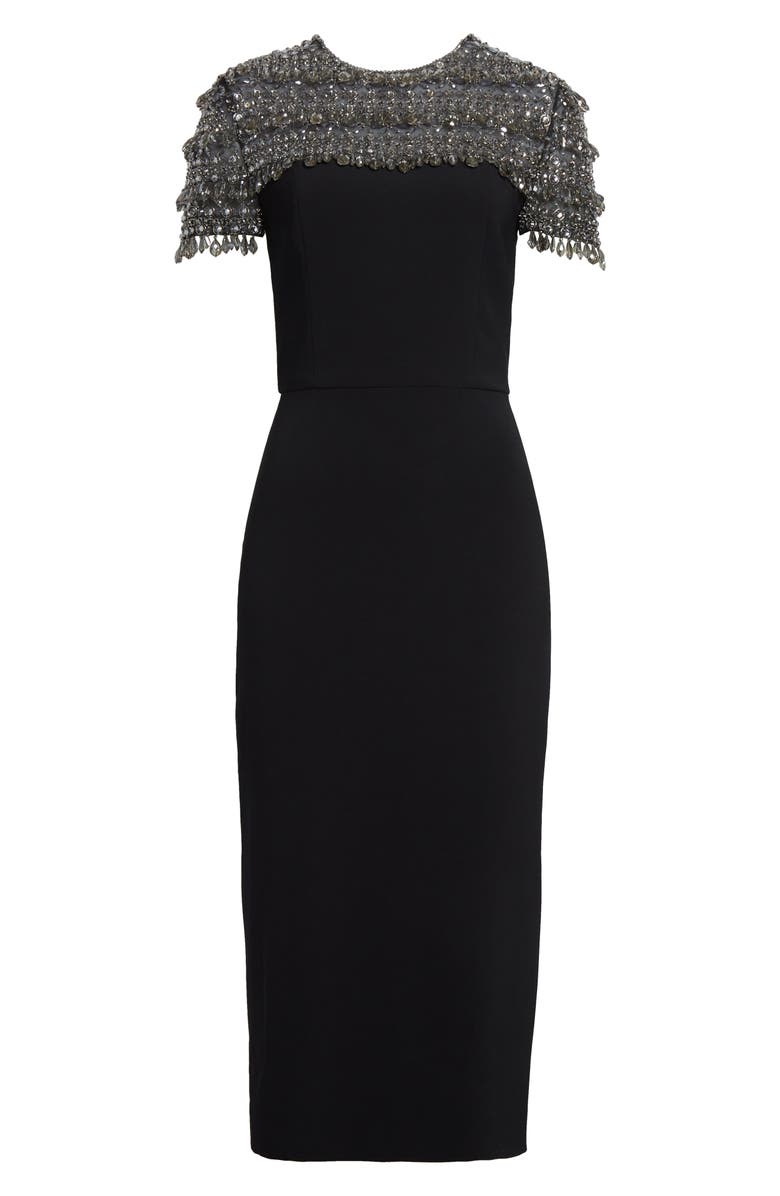 Carolina Herrera Crystal Embellished Cocktail Dress, Alternate, color, Black Multi