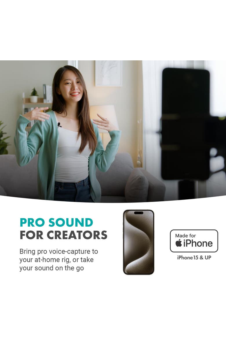 MOVO Wireless USB-C Microphone System for Android and iPhone 15 and Up, Alternate, color, Black