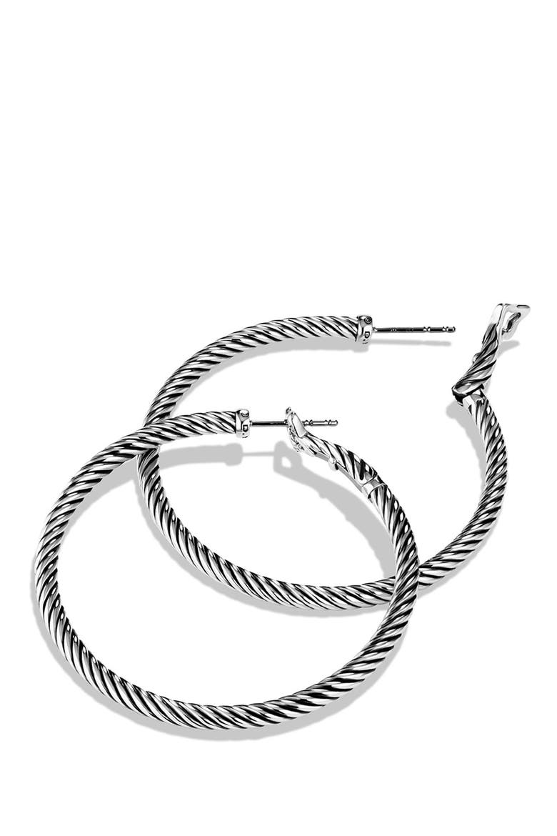 'Cable Classics' Large Hoop Earrings, Alternate, color, SILVER