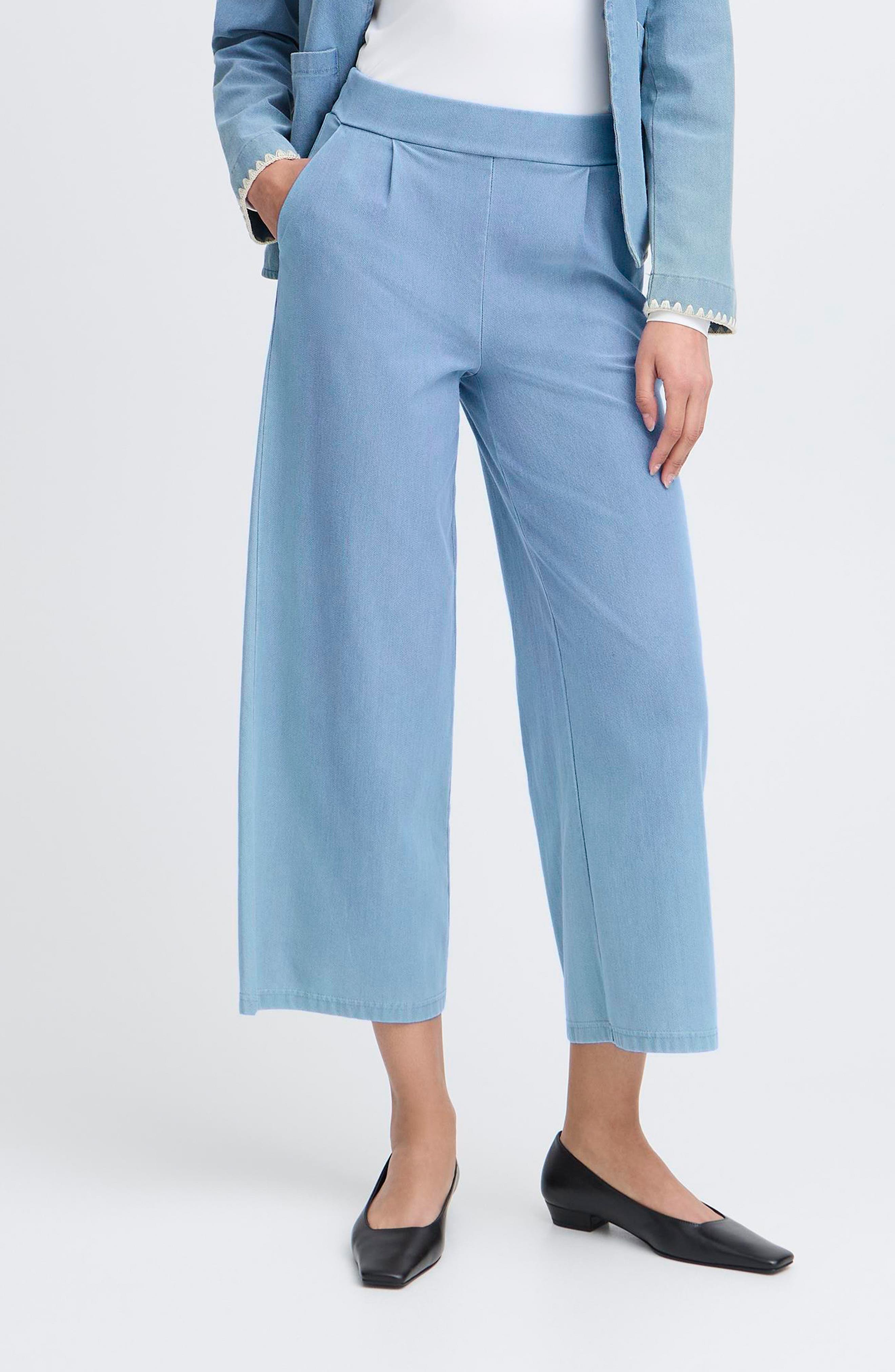 Ihkate Wide Leg Crop Denim Pants