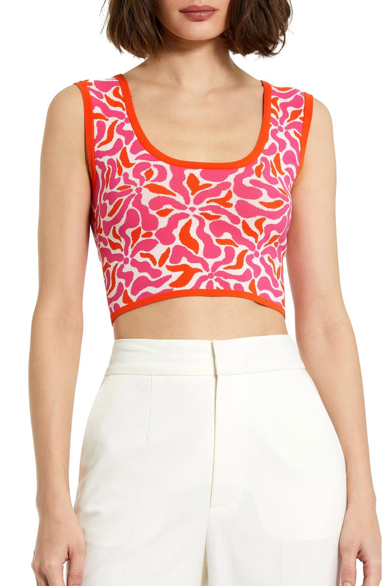 Mac Duggal Sleeveless Floral Print Knit Cropped Tank Top, Main, color, 