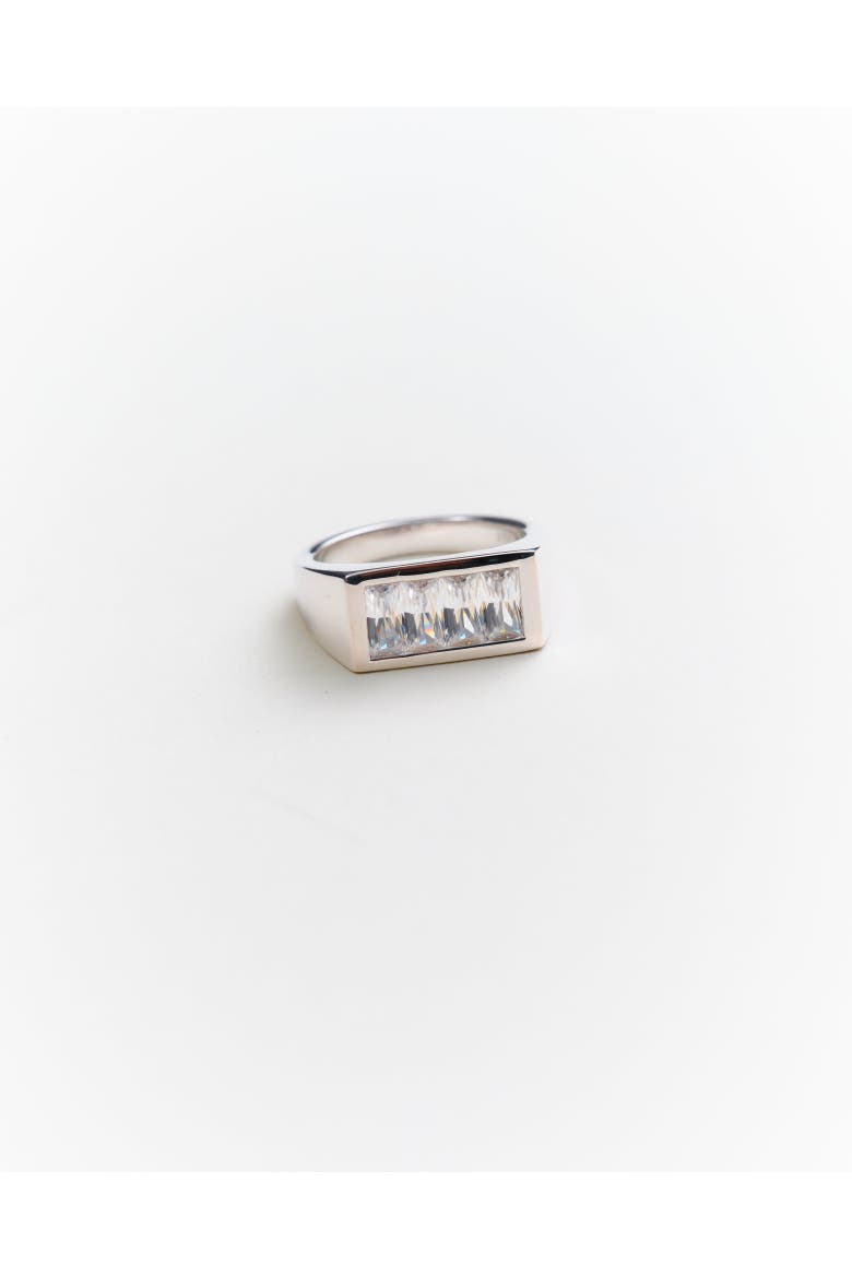 Charlie Rectangle Signet Ring, Main, color, Recycled Sterling Silver