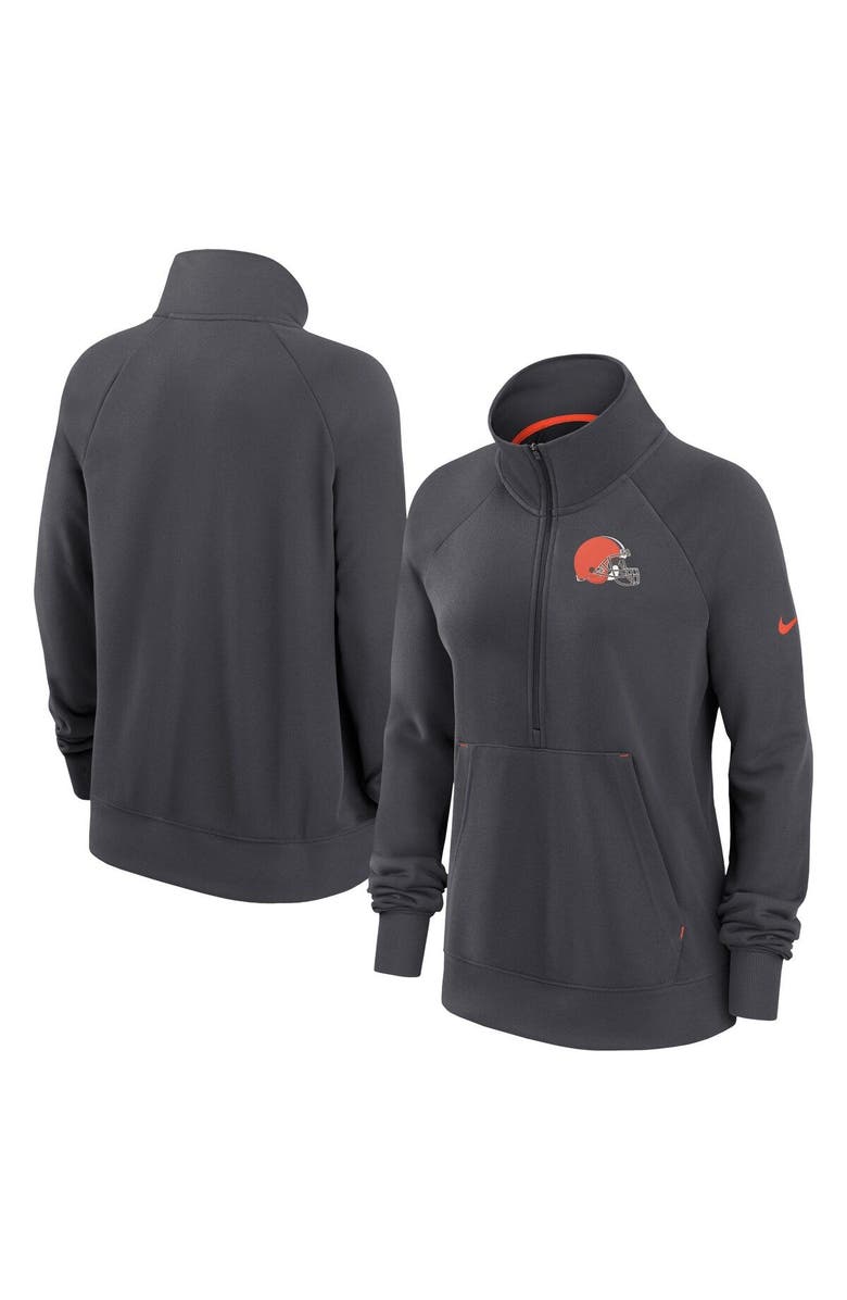 Nike Women's Nike Charcoal Cleveland Browns Premium Raglan Performance Half-Zip Sweatshirt, Main, color, 
