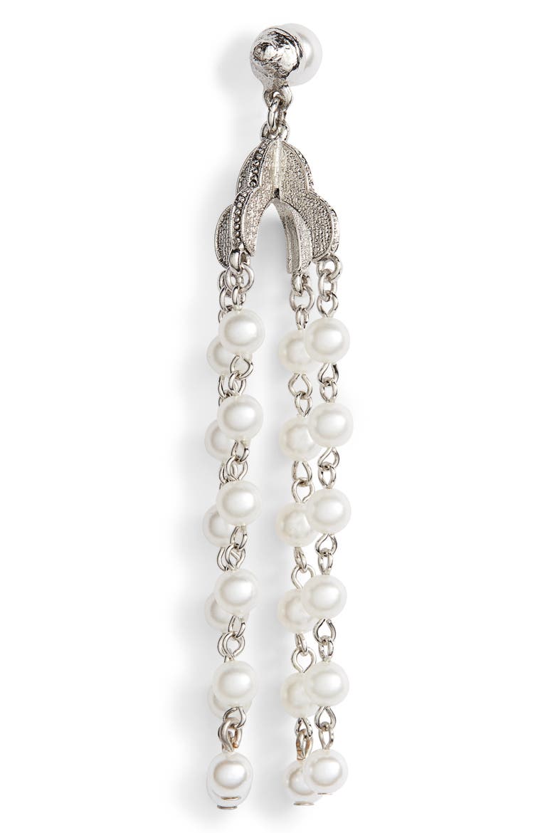 Beaded Drop Earrings, Alternate, color, SILVER