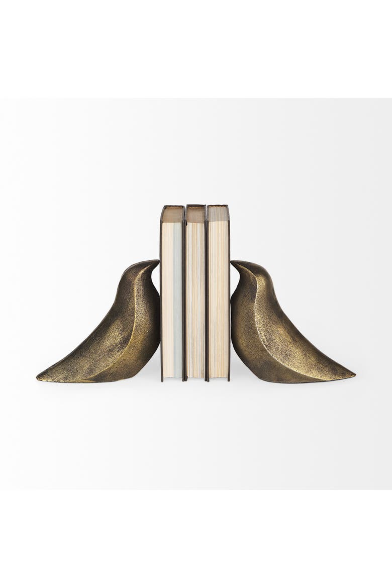 Dover Set of 2 Aluminum Dove Bookends, Alternate, color, Metallic Gold