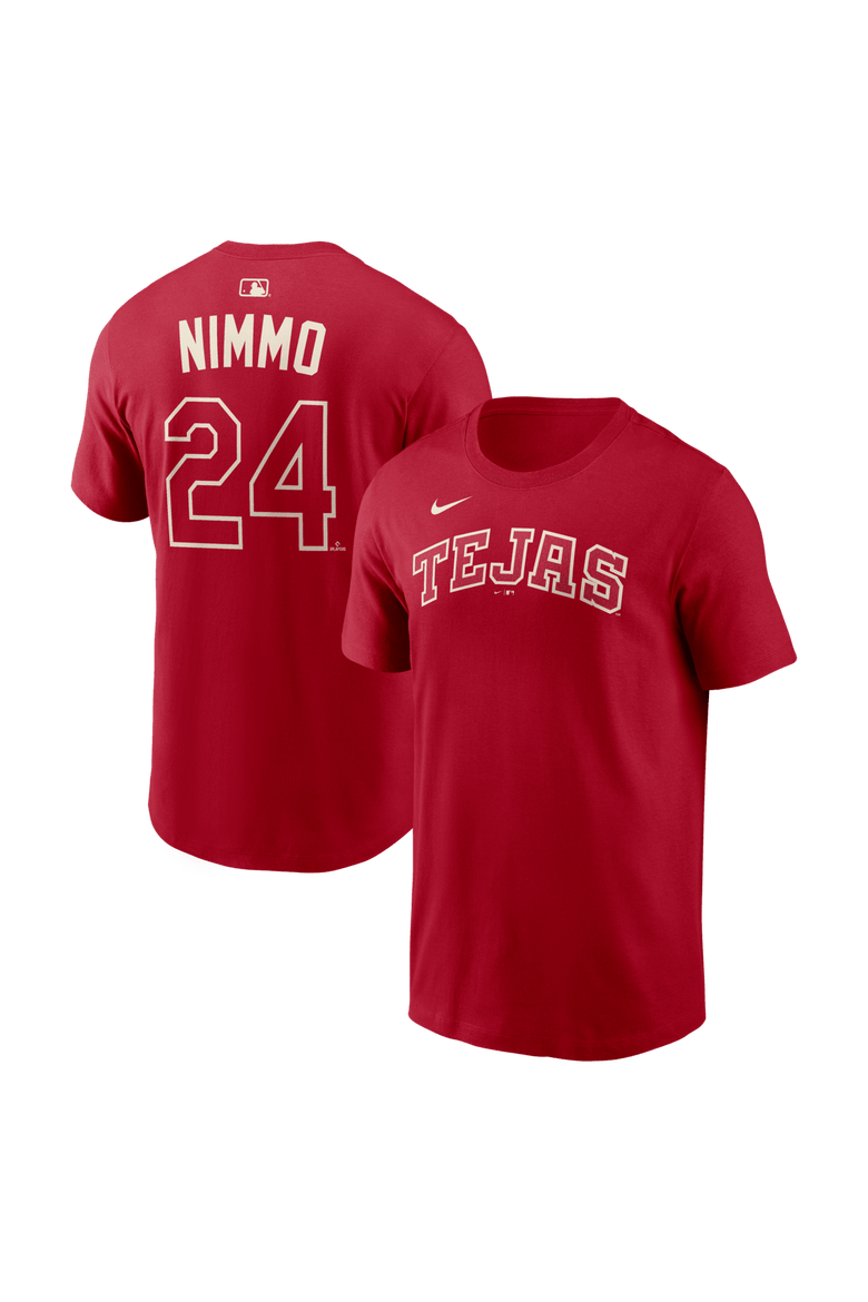 Men's Nike Brandon Nimmo Red Texas Rangers 2026 City Connect Name & Number T-Shirt, Main, color, Red
