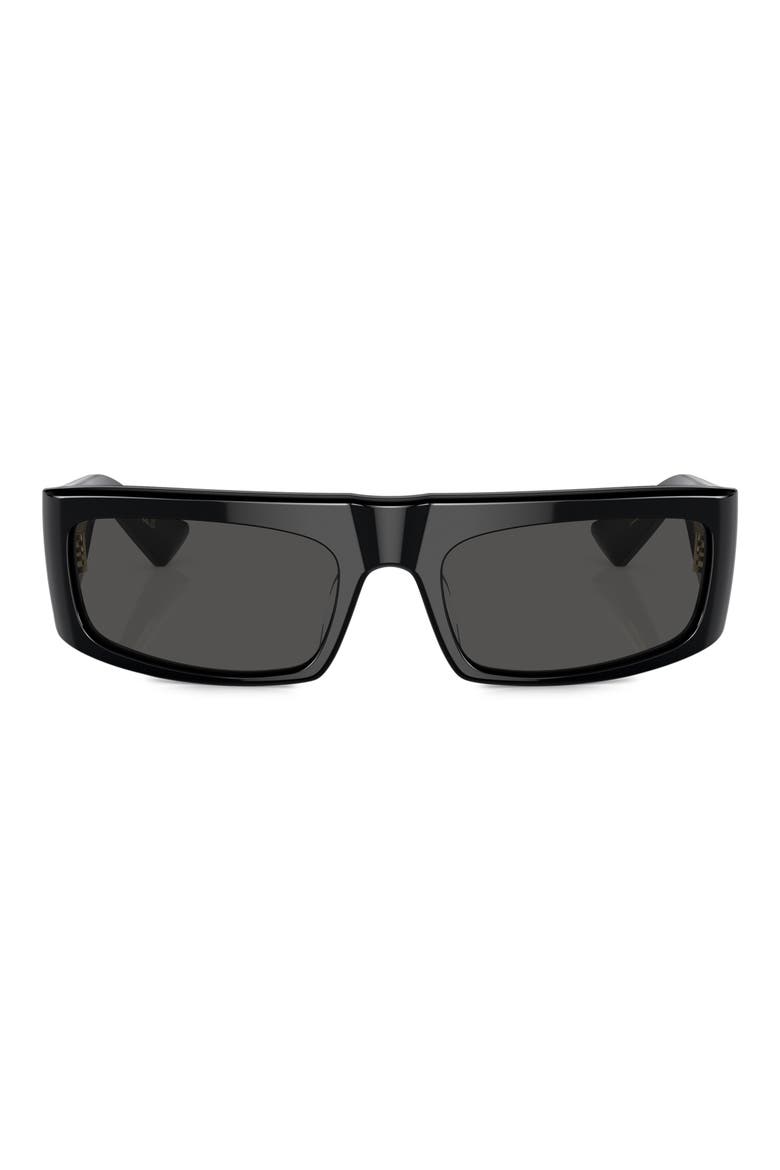 x KHAITE 1979C 56mm Rectangular Sunglasses, Main, color, BLACK