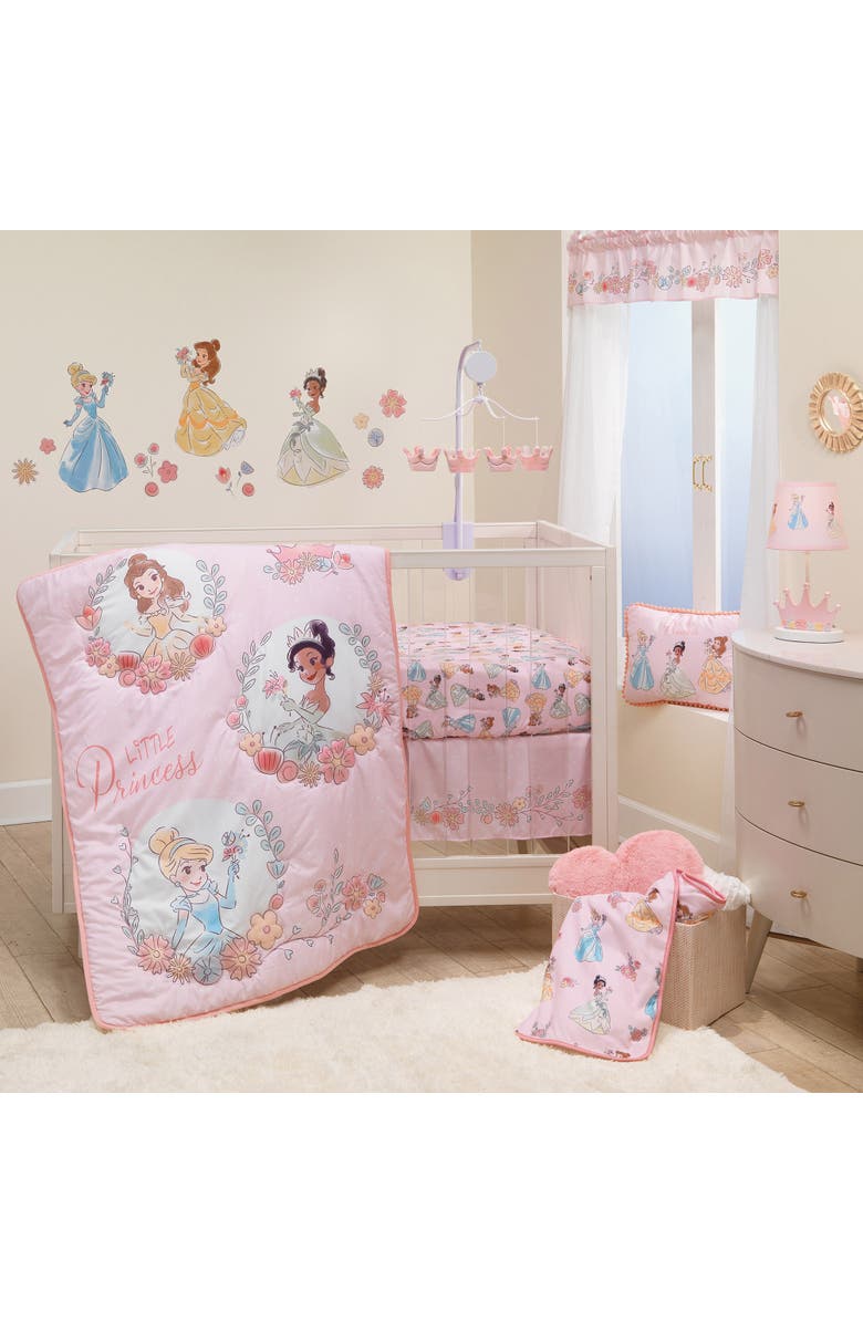 Lambs & Ivy Disney Princesses 3-Piece Nursery Baby Crib Bedding Set, Alternate, color, Pink