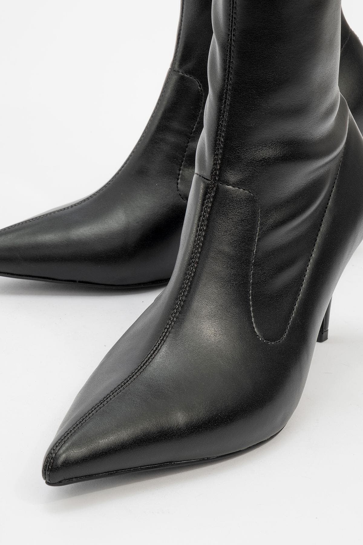 Prologue Shoes Thalin Zip Stiletto Boot, Alternate, color, Black Faux Leather