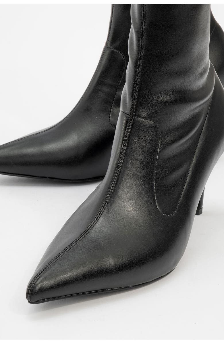 Prologue Shoes Thalin Zip Stiletto Boot, Alternate, color, Black Faux Leather