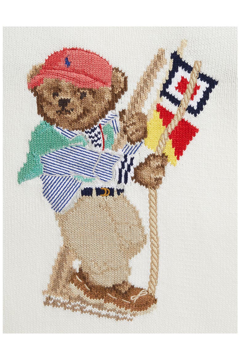 Kids' Polo Bear Cotton Crewneck Sweater, Alternate, color, DECK WASH WHITE