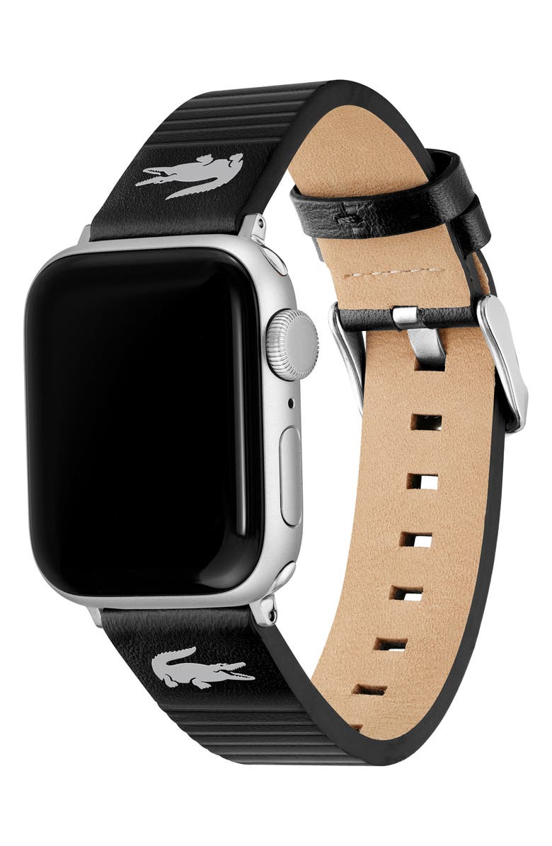 Lacoste Striping Leather Apple Watch<sup>®</sup> Watchband, Alternate, color,