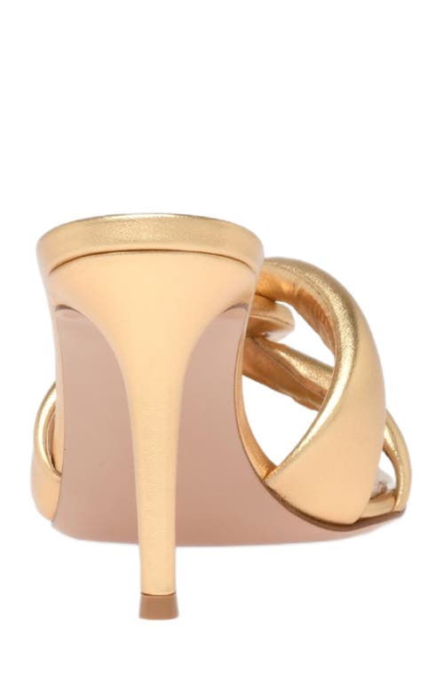 Gianvito Rossi Love Knot Metallic Square Toe Mules In Gold