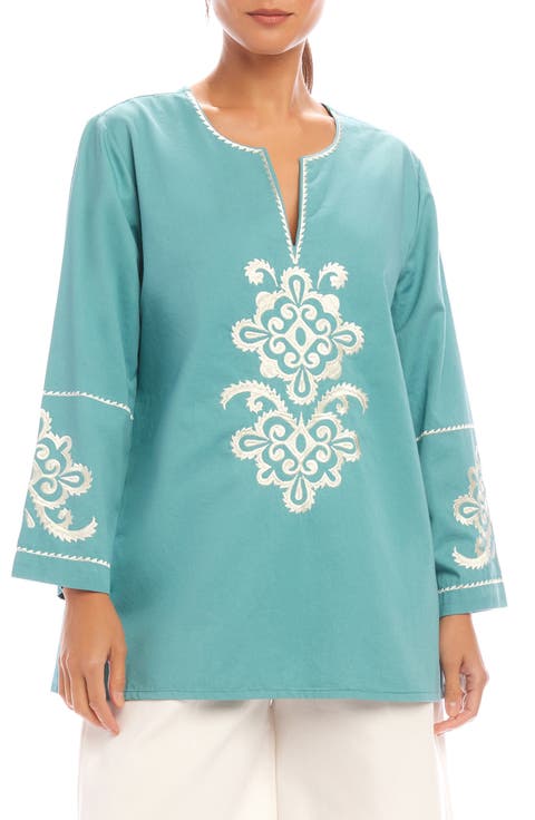 Embroidered Cotton Button-Up Shirt