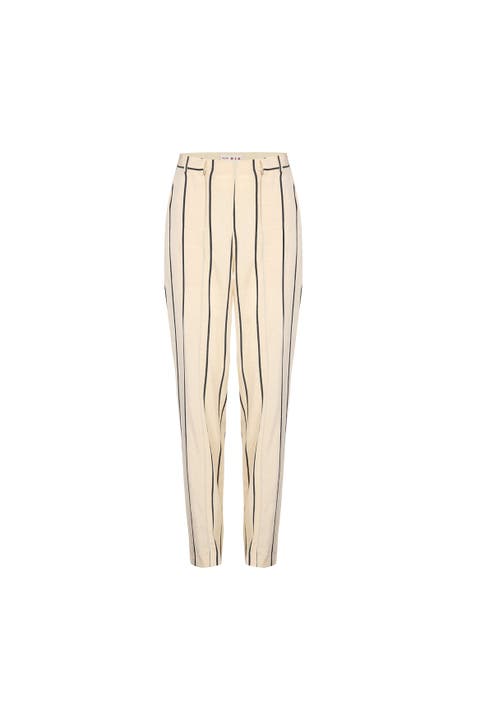 Silk & Linen Blend Free Heaven Kutnia Striped Two Zipped Pant