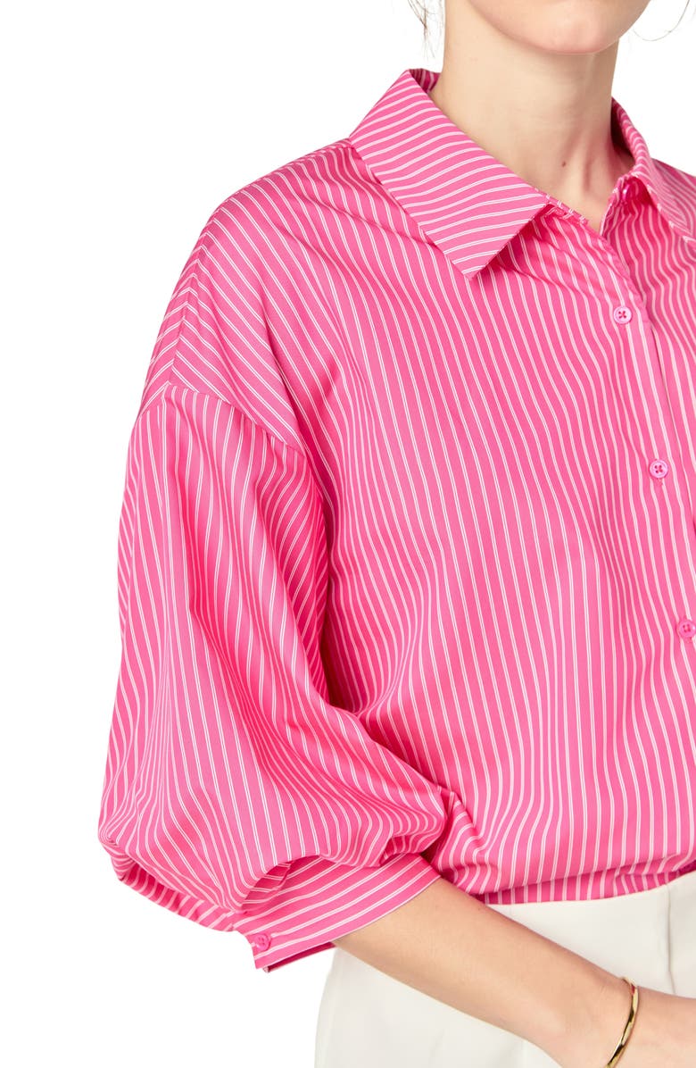English Factory Stripe Balloon Sleeve Shirt, Alternate, color, 