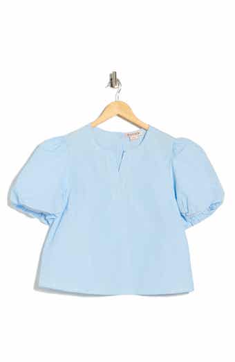 Nanette Lepore Seersucker Puff Sleeve Top