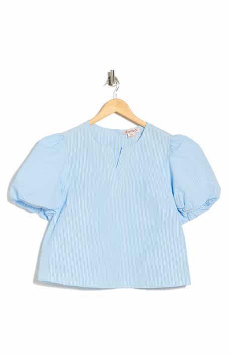 Nanette Lepore Seersucker Puff Sleeve Top