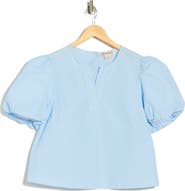 Nanette Lepore Seersucker Puff Sleeve Top