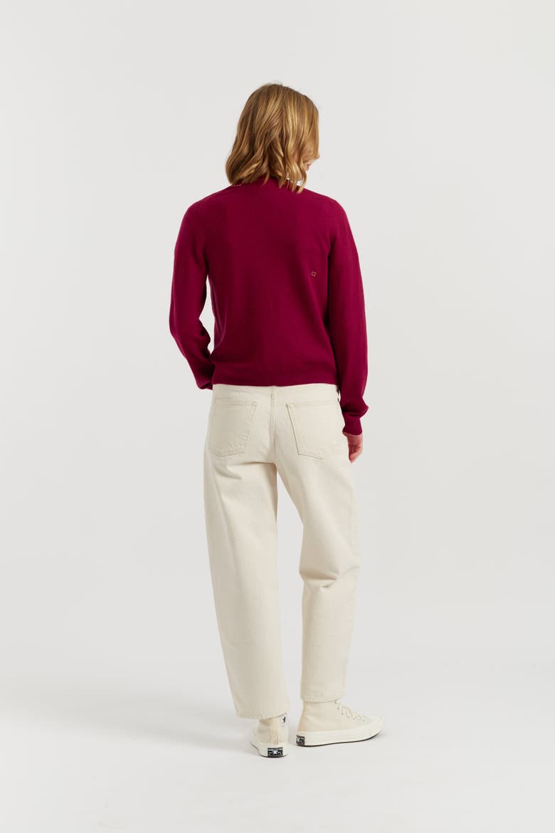 Wool-Cashmere Snoopy Pocket Cardigan, Alternate, color, Cherry