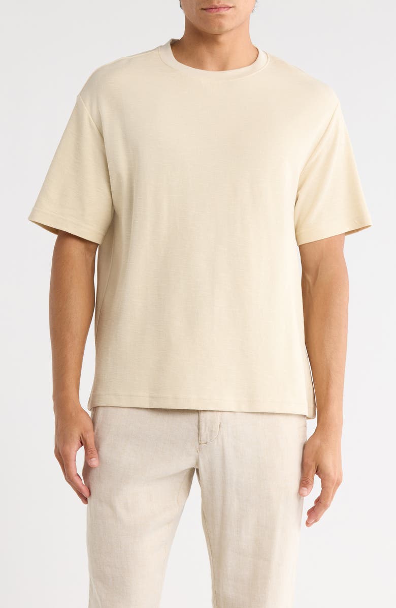 DENIM AND FLOWER Textured Crewneck T-Shirt, Main, color, Ecru