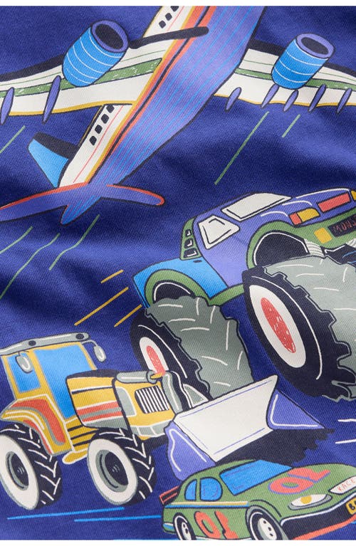 Mini Boden Kids' Vehicles Long Sleeve Cotton Graphic T-shirt In Blue