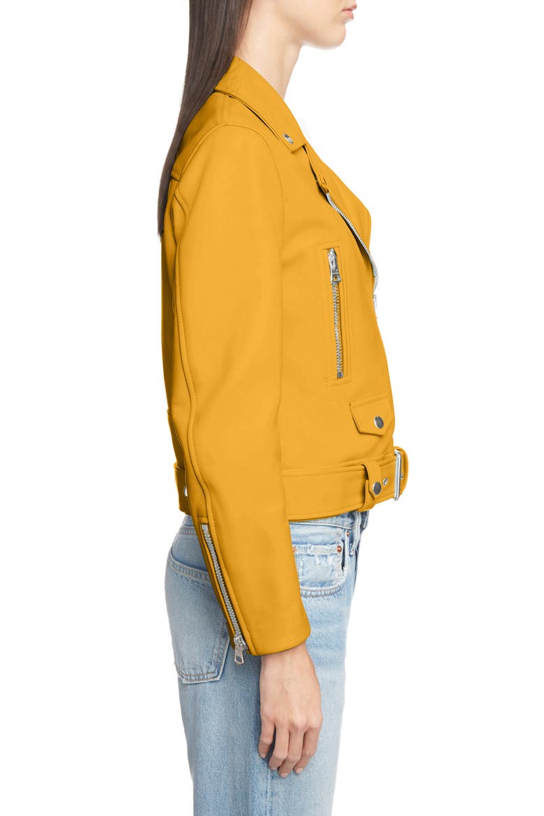 Mock Core Leather Moto Jacket, Alternate, color, SUNFLOWER YELLOW