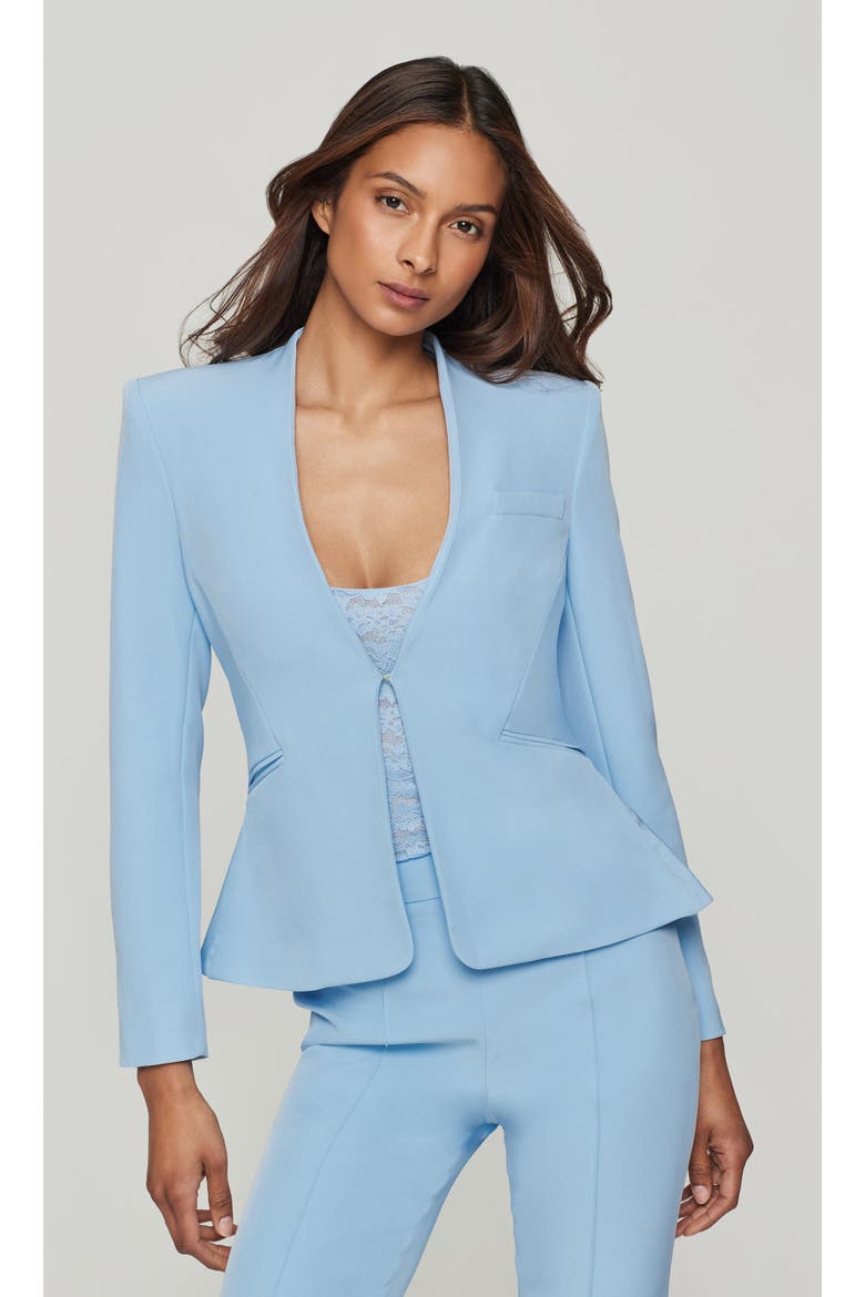 Sebas Peplum Crepe Jacket, Main, color, Light Blue