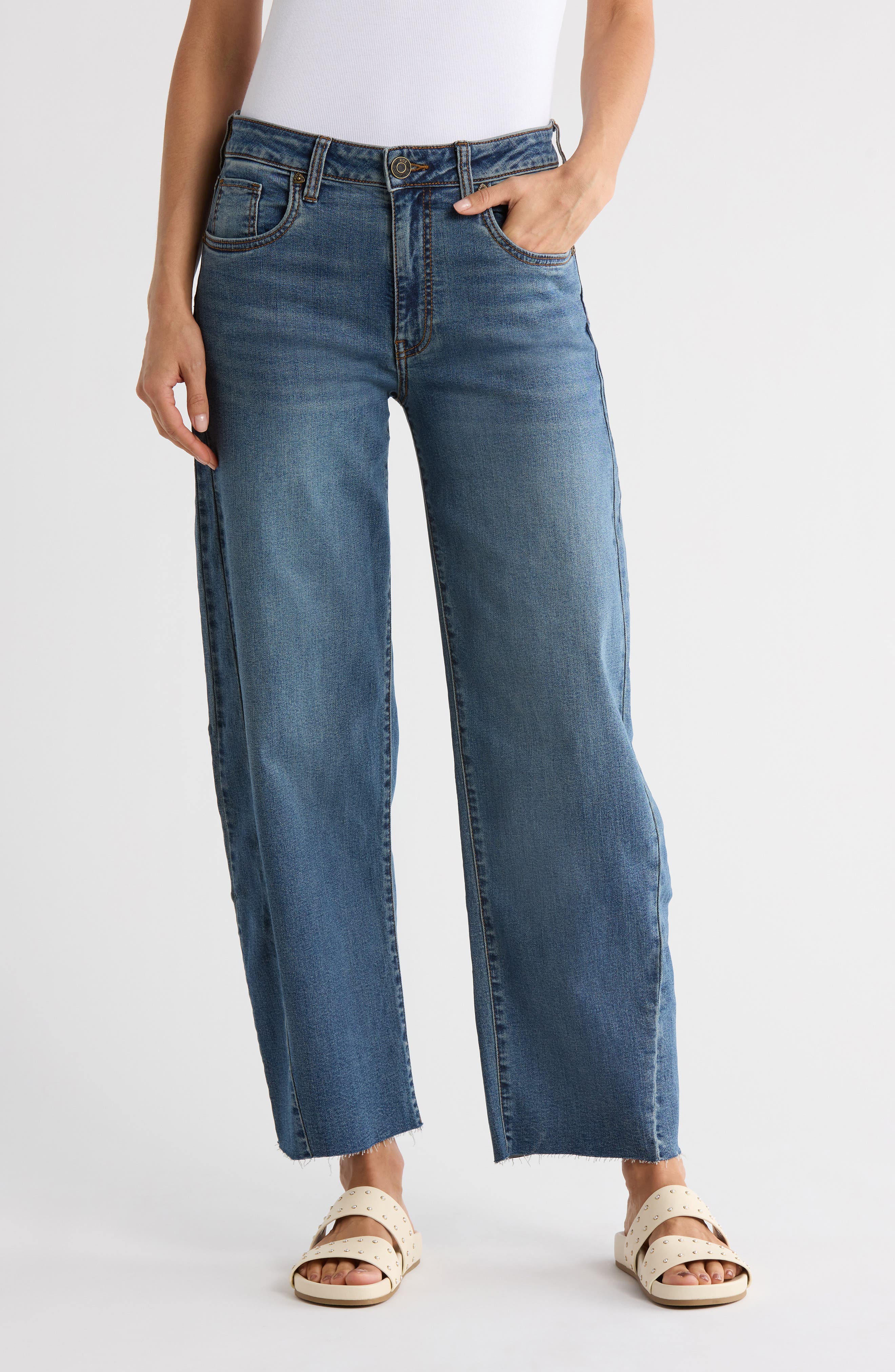KUT from the Kloth Shay High Waist Raw Hem Wide Leg Jeans