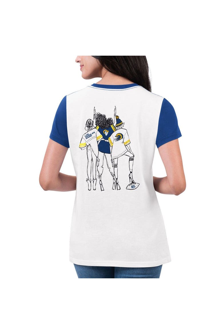 Women's G-III 4Her by Carl Banks White/Royal Los Angeles Rams Fashion Illustration T-Shirt, Alternate, color, White