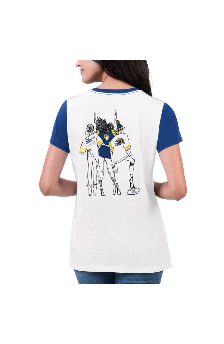 G-III 4HER BY CARL BANKS Women's G-III 4Her by Carl Banks White/Royal Los Angeles Rams Fashion Illustration T-Shirt, Alternate, color, White