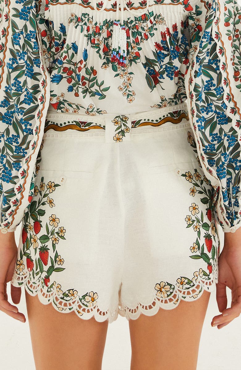 FARM Rio Fruit Beauty Richelieu Linen Running Shorts, Alternate, color, Off-White